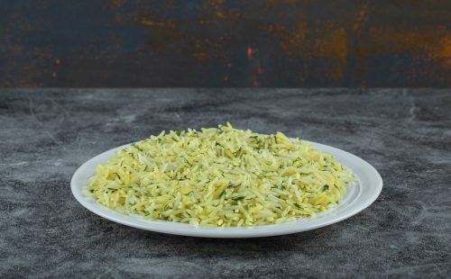 Plate of delicious rice on marble background Plate of delicious rice on marble background. High quality photo